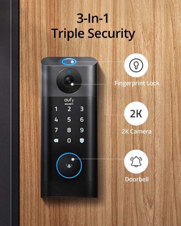 Eufy Video Smart Lock FingerPrint & Wi-Fi - Black - Image 2
