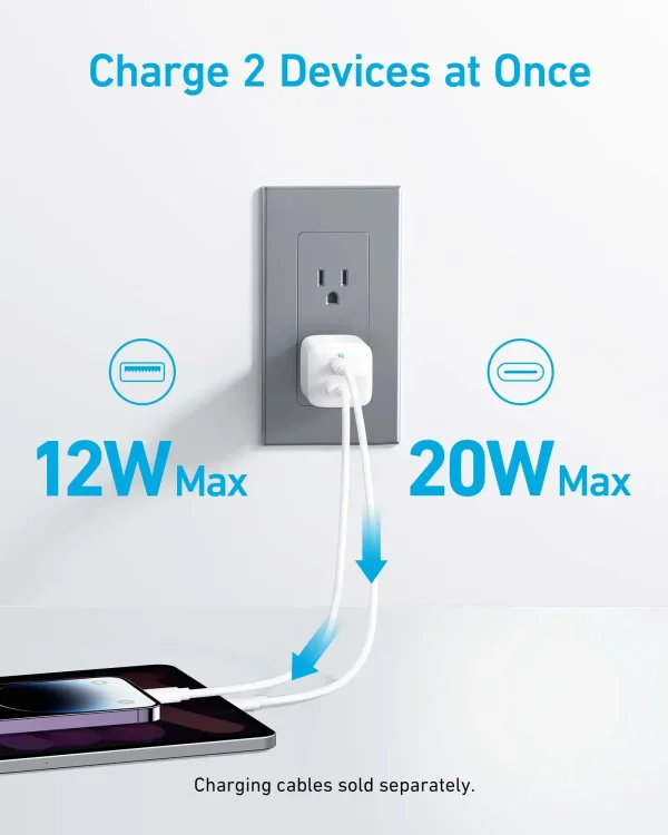 Anker 323 Charger 33W-Dual Port C+USB - White - Image 4