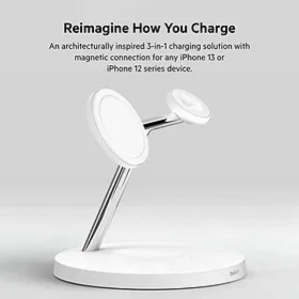 Belkin 3-in-1 Wireless Charger with MagSafe 15W Fast Charging - Image 5